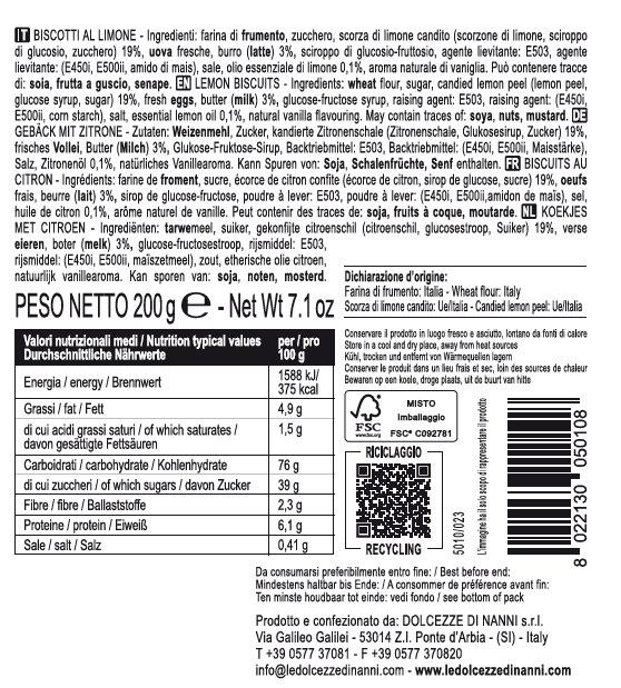 Cantucci con limone fatti a mano in Italia con amore